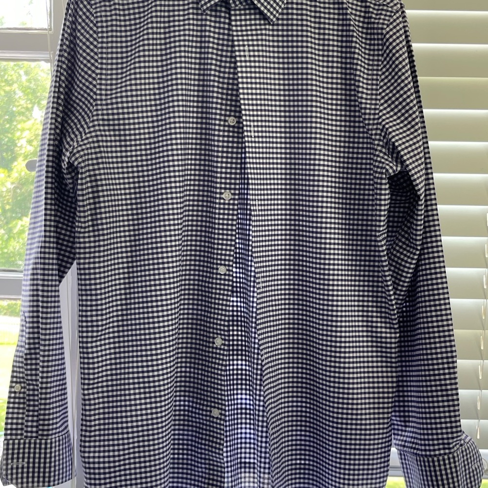 Banana Republic navy and White Casual Button Down Shirt